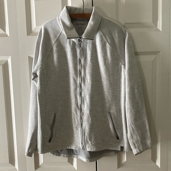 LLBean women’s jacket large zipper outdoors running hiking biking light gray - Picture 1 of 13